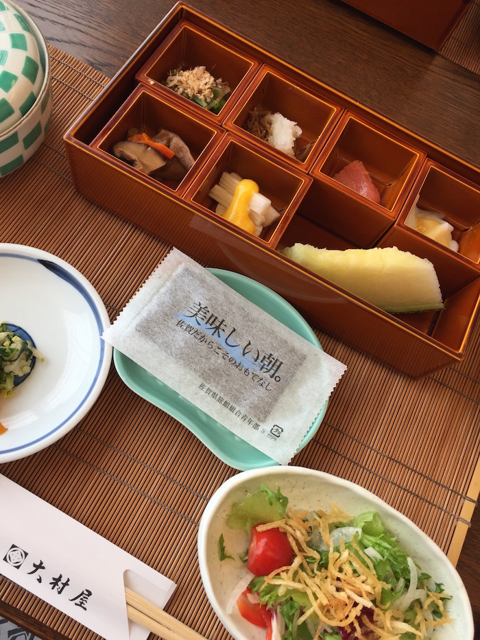 Japanese breakfast in onsen ryokan